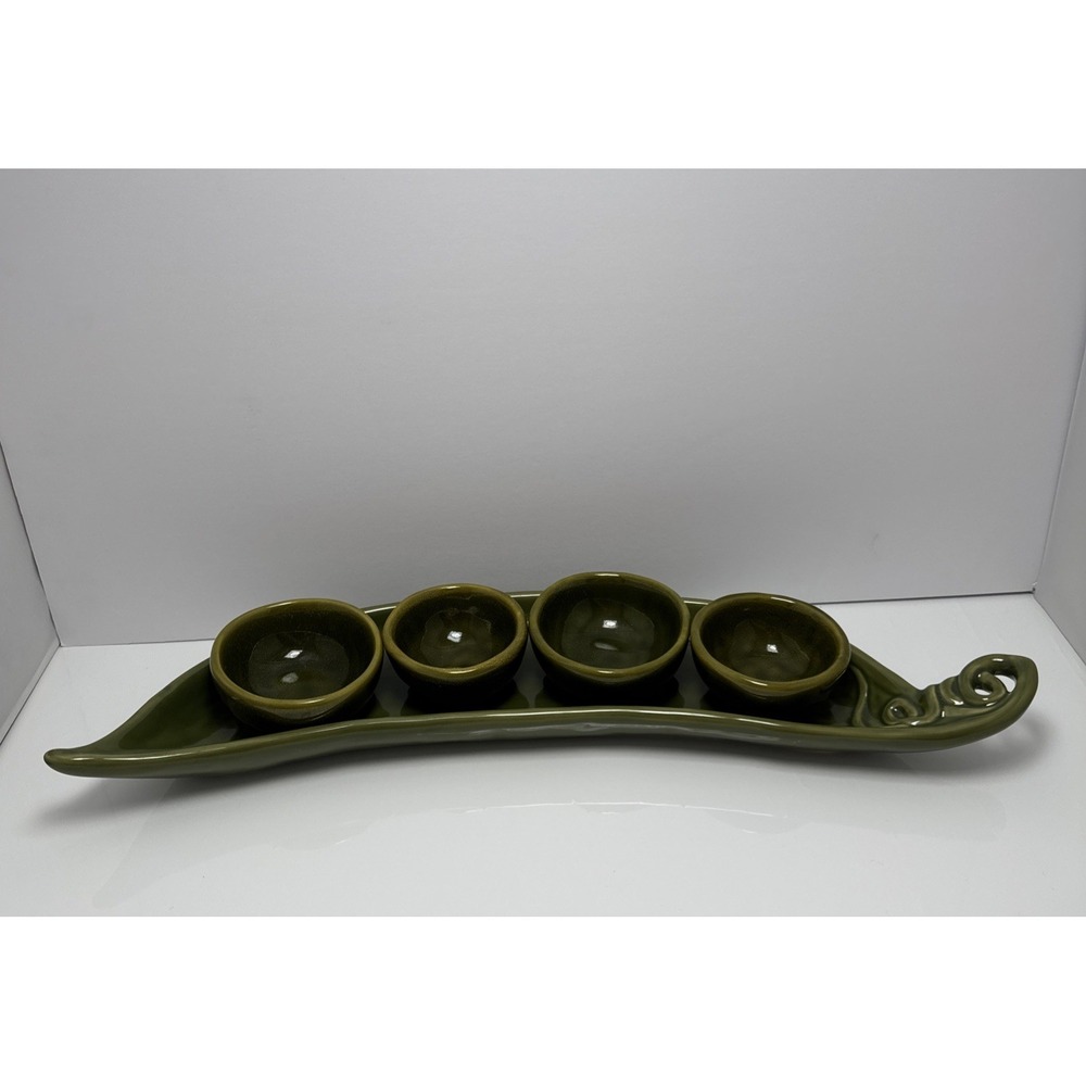 Pottery Barn Garden Crudité  5 Piece Pea Pod Serving Set ‎ 19"